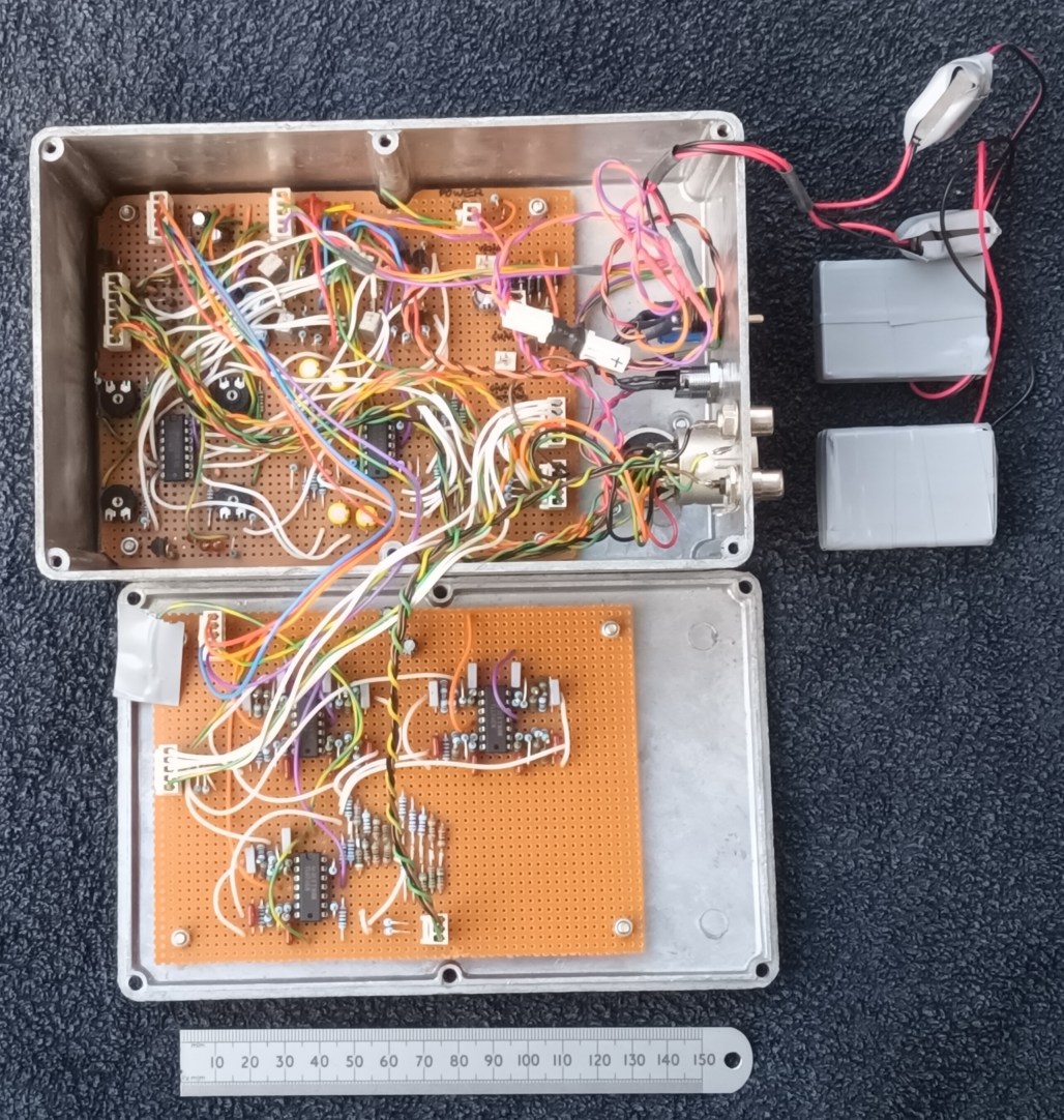 click to enlarge The whole of the insides of the
HJW Electronics prototype Ambisonic microphone