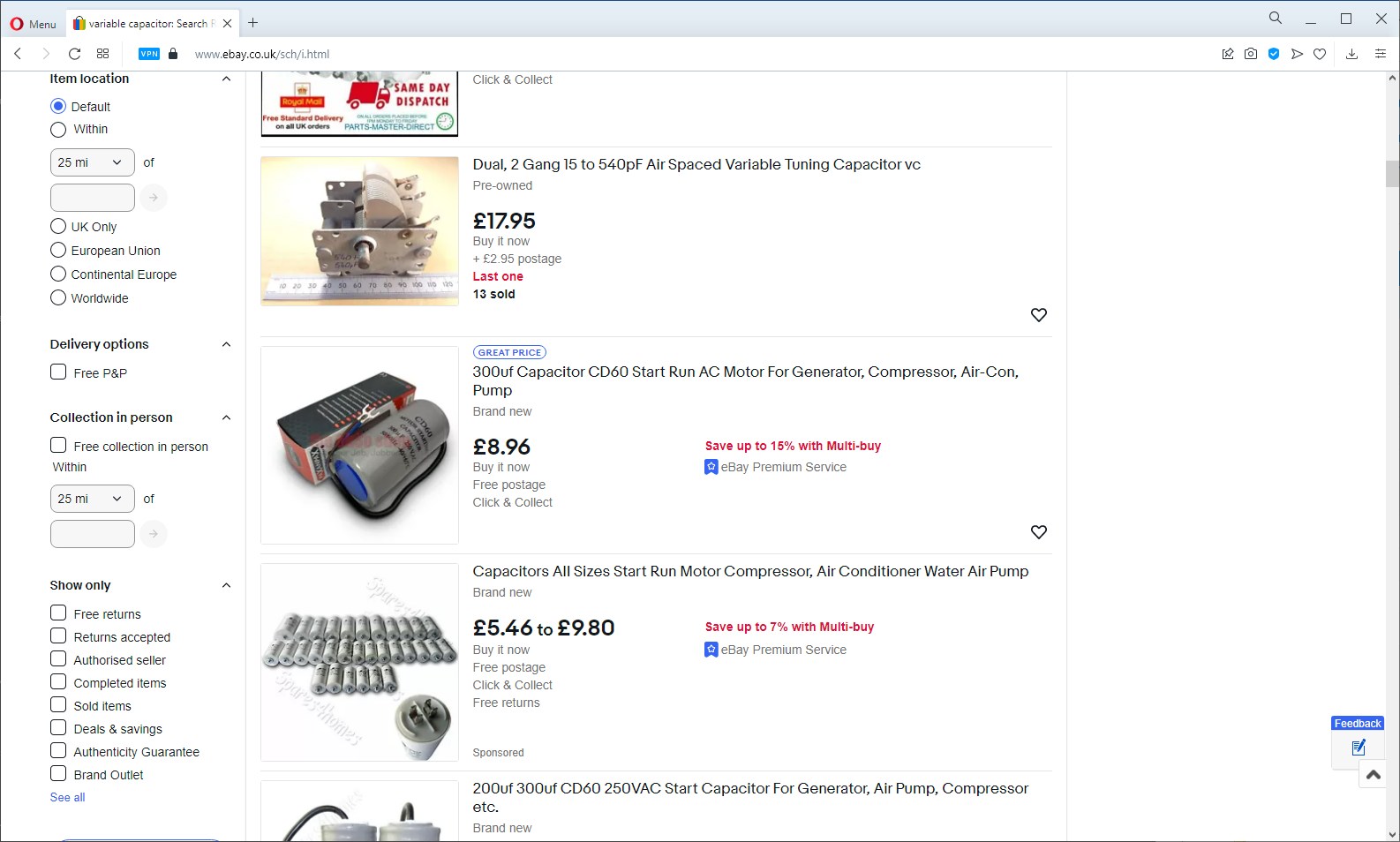 General eBay site search for "Variable
              Capacitor"