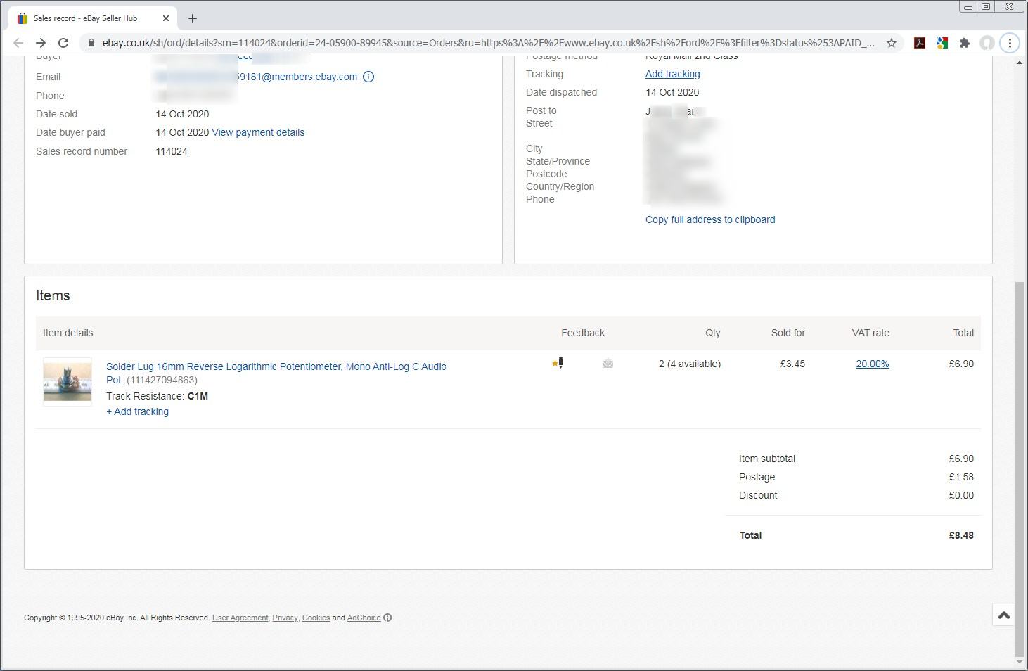 order from the
customer without the discount applied