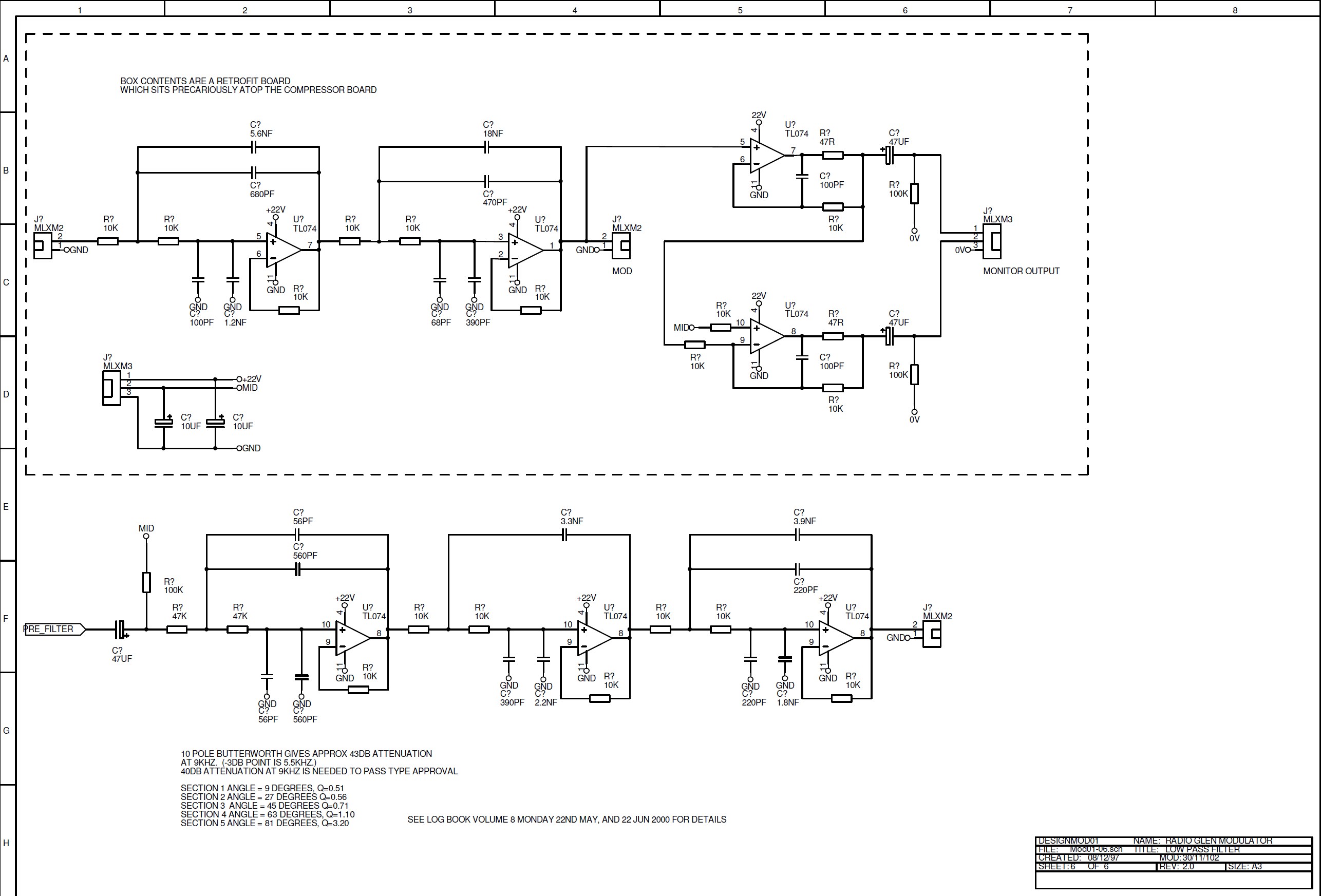 click to enlarge Electronic Schematic of VCVS
Sallen Key Op-Amp Low Pass Filter for European AM Broadcast
Standard