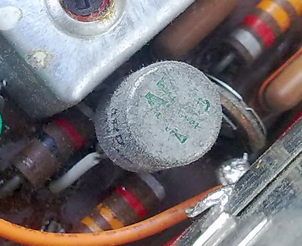 click to enlarge Tin Whiskers On The Outside Of A
Hairy AF115 In A Roberts Radio