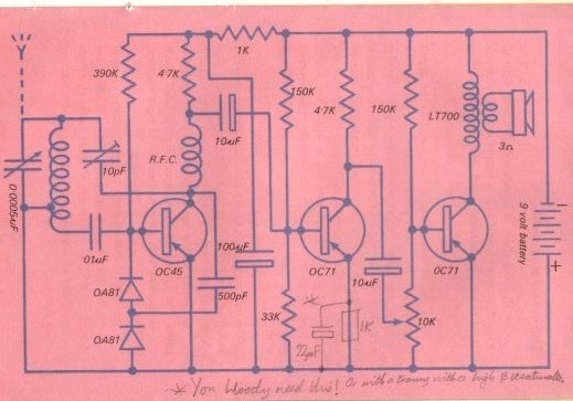 click to enlarge The 22uF Capacitor and 1K
Resistor Ladybird Radio Additional Components