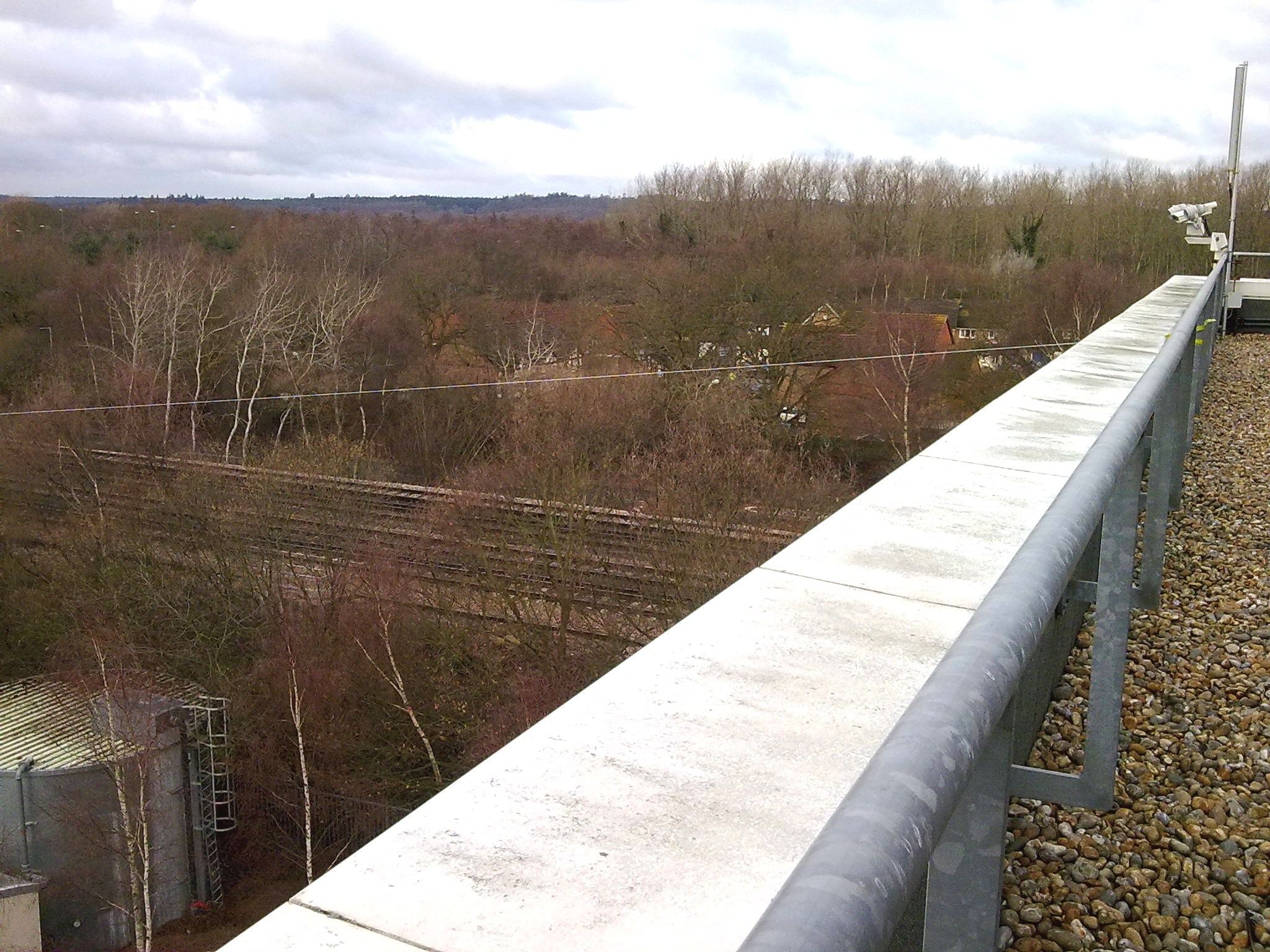 click to enlarge The Long Crystal Set Radio Wire
Antenna Tied Off To A Railing