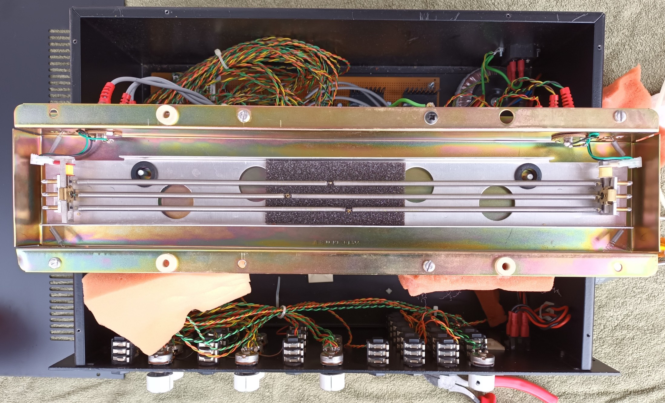 click to enlarge Different Spring Tensions,
Lengths, And Links Used In A High Quality Spring Reverb
Tank