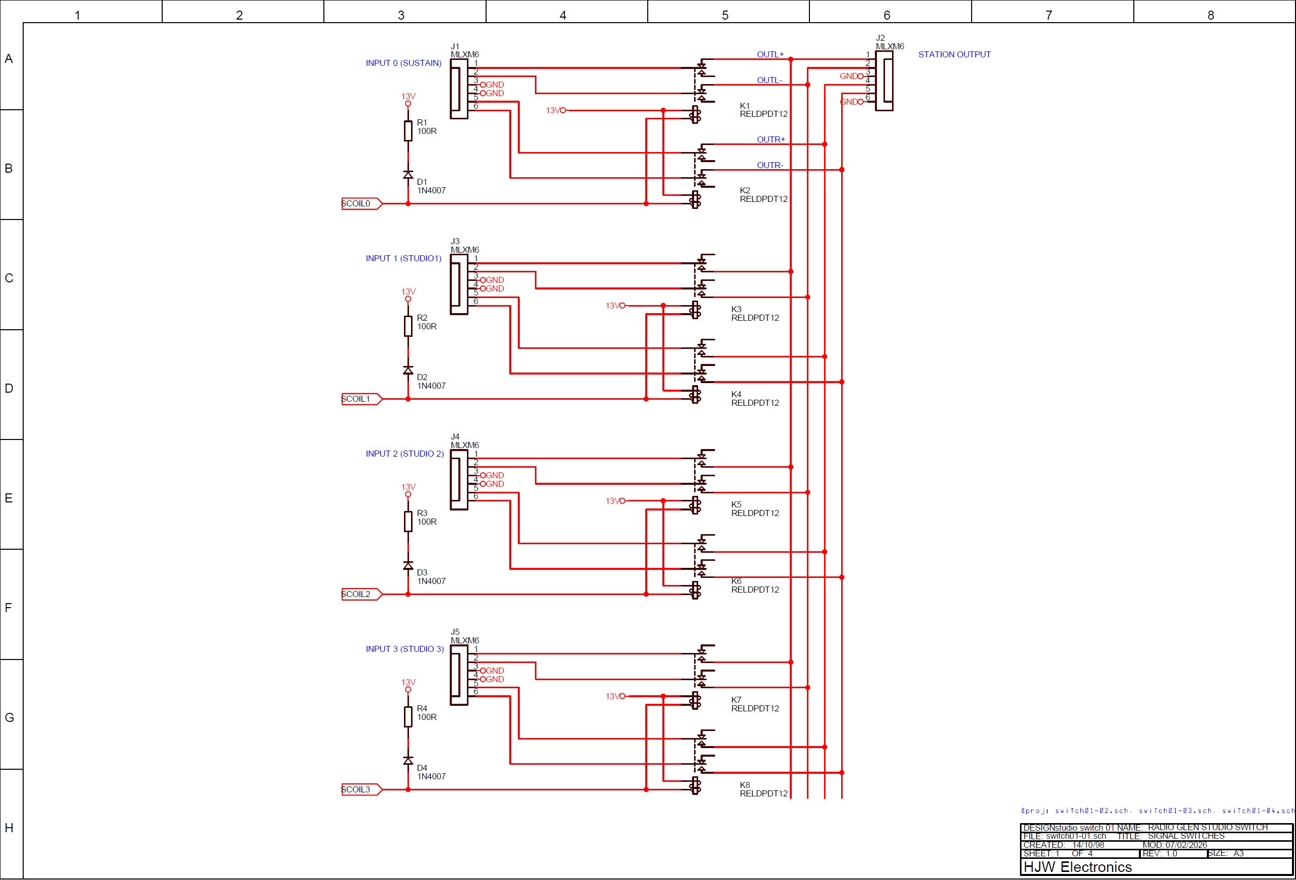click to enlarge Electronic Schematic Diagram Of
Radio Glen Transmit Selector Signal Switching Relays
