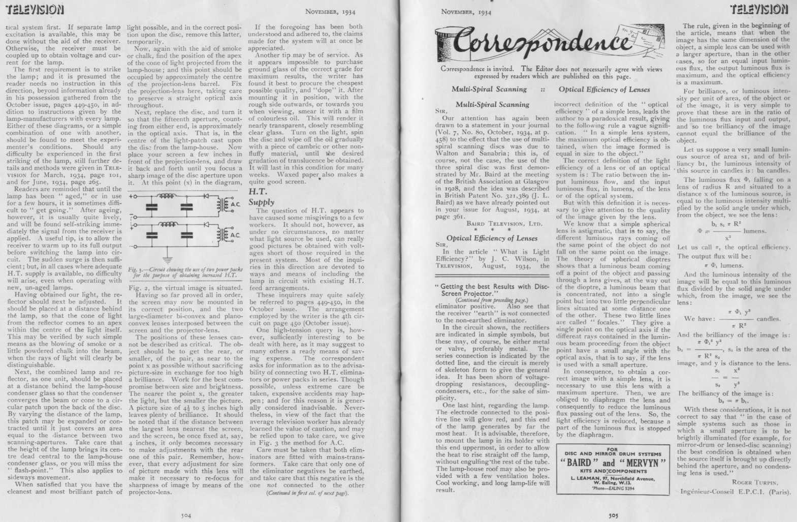 Television Journal November 1934 pages 504-505