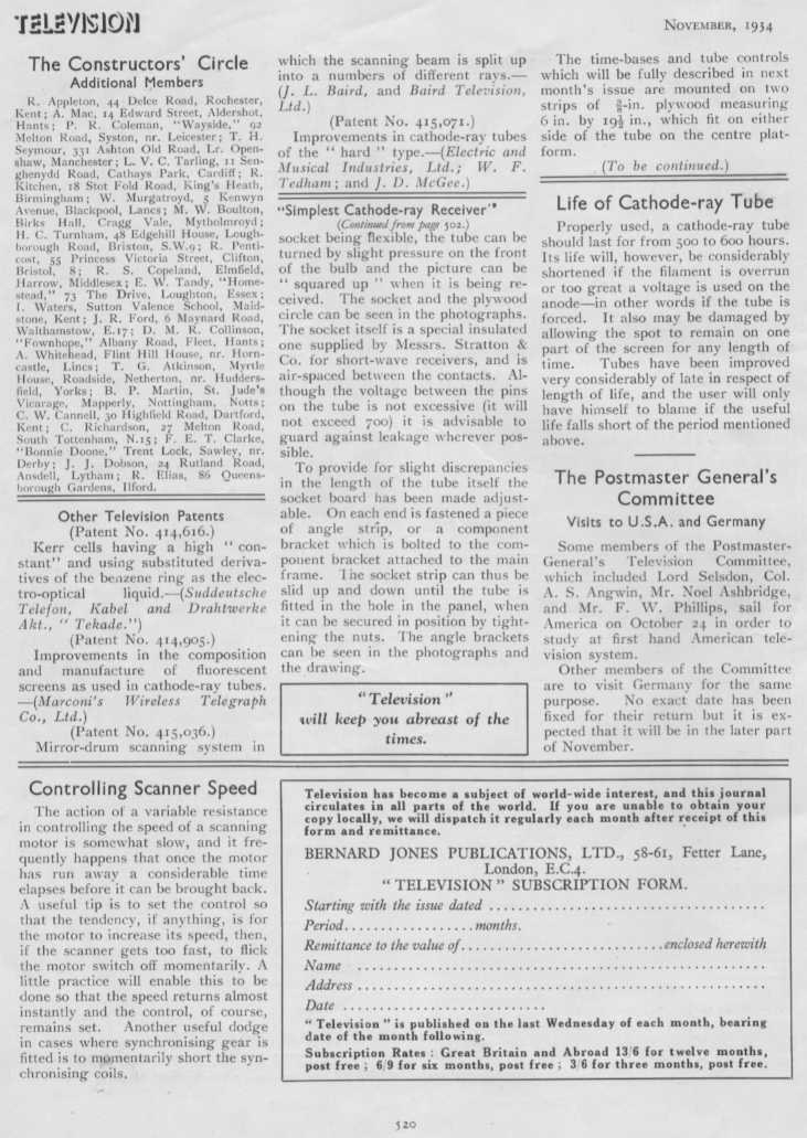 Television Journal November 1934 page 520